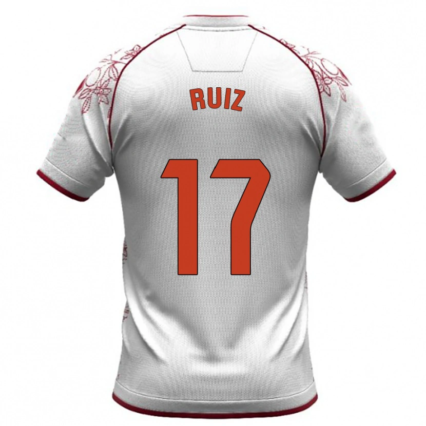 Danxen Kinder Salva Ruiz #17 Weiß Burgunderrot Auswärtstrikot Trikot 2025/26 T-Shirt