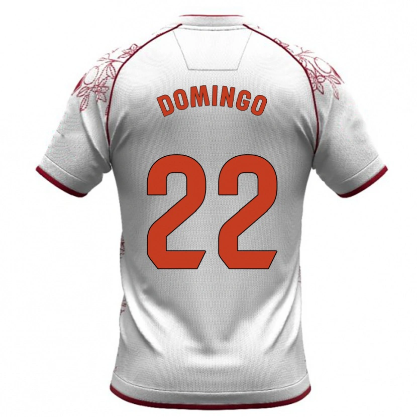 Danxen Kinder Jorge Domingo #22 Weiß Burgunderrot Auswärtstrikot Trikot 2025/26 T-Shirt