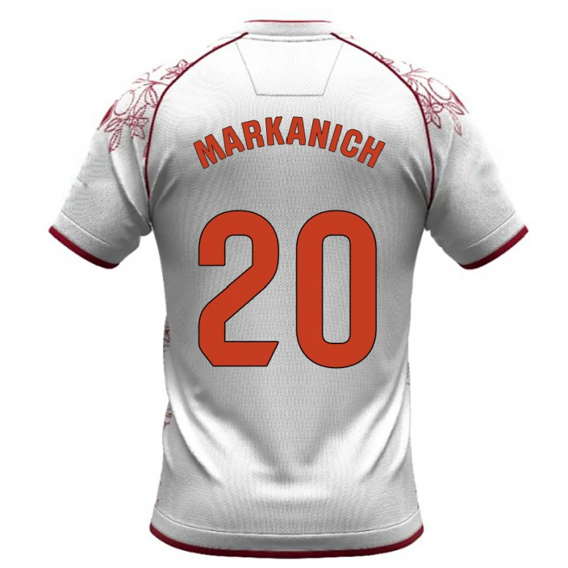 Danxen Kinder Nick Markanich #20 Weiß Burgunderrot Auswärtstrikot Trikot 2025/26 T-Shirt