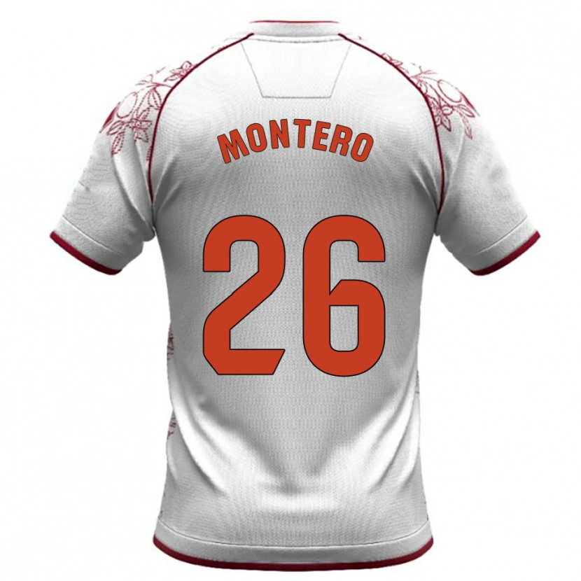 Danxen Kinder Marcos Montero #26 Weiß Burgunderrot Auswärtstrikot Trikot 2025/26 T-Shirt