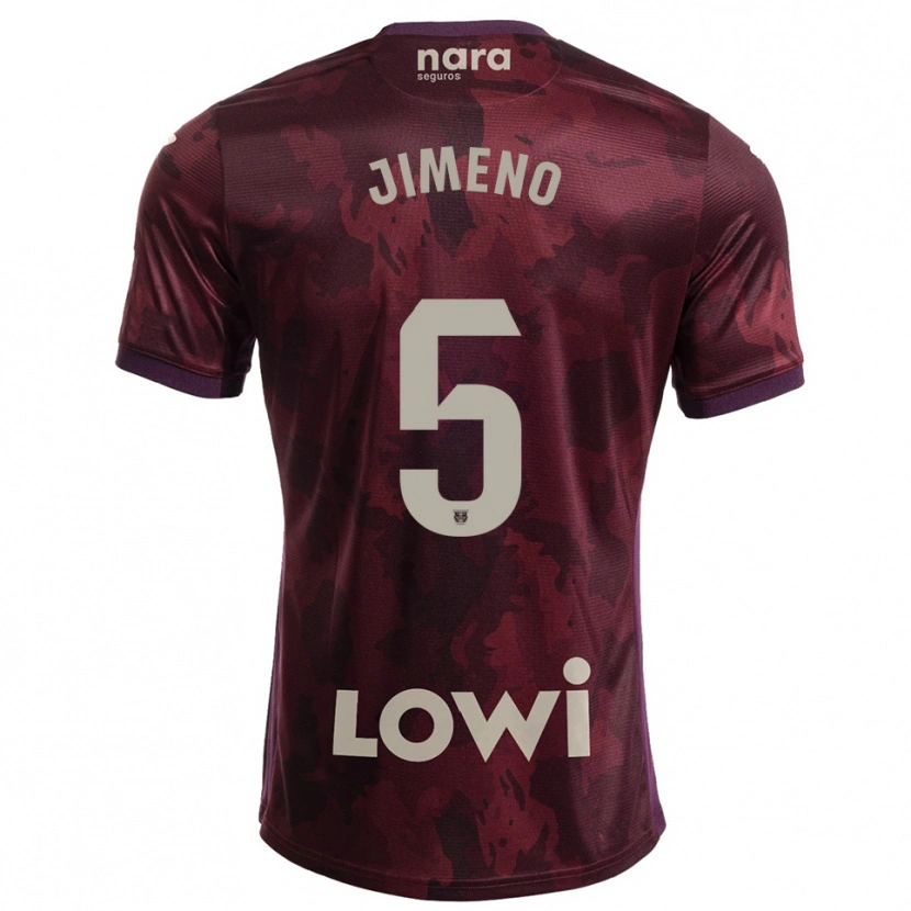 Danxen Kinder Luis Jimeno #5 Burgunderrot Weiß Auswärtstrikot Trikot 2025/26 T-Shirt
