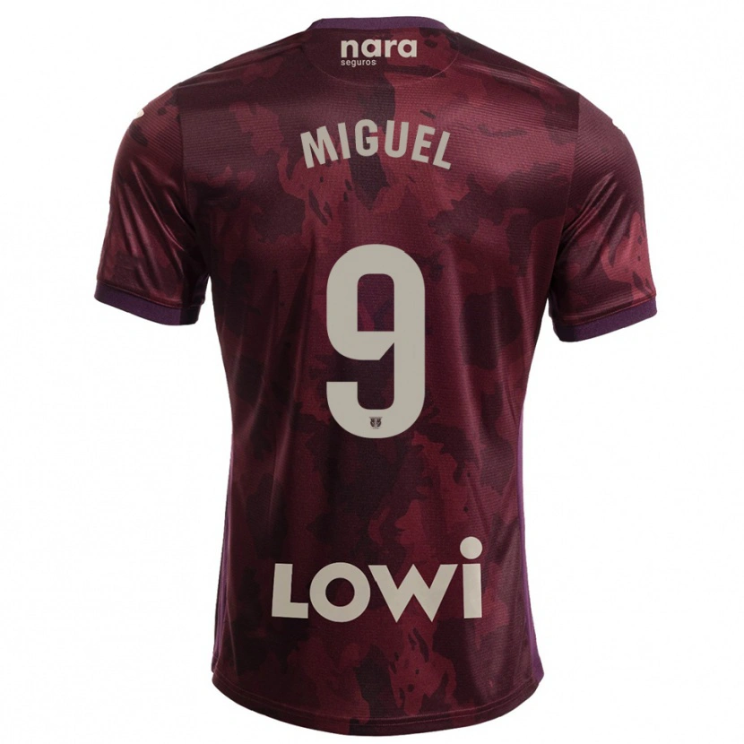 Danxen Kinder Miguel De La Fuente #9 Burgunderrot Weiß Auswärtstrikot Trikot 2025/26 T-Shirt