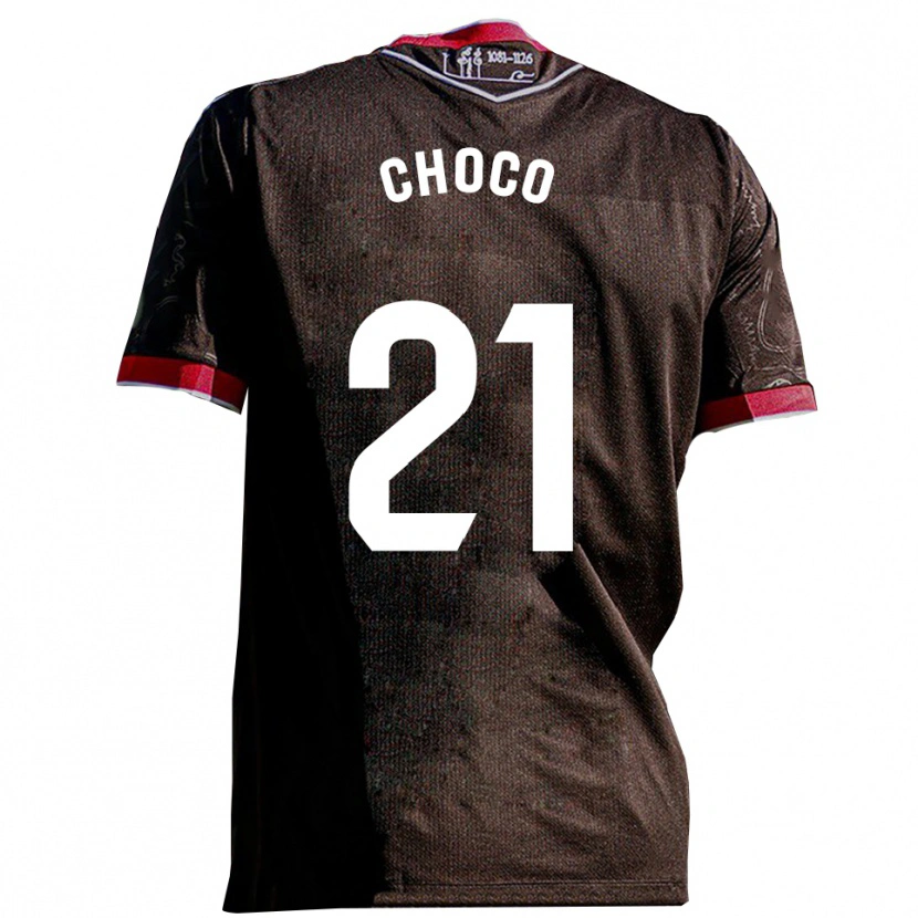 Danxen Kinder Álvaro Choco #21 Schwarz Rot Auswärtstrikot Trikot 2025/26 T-Shirt