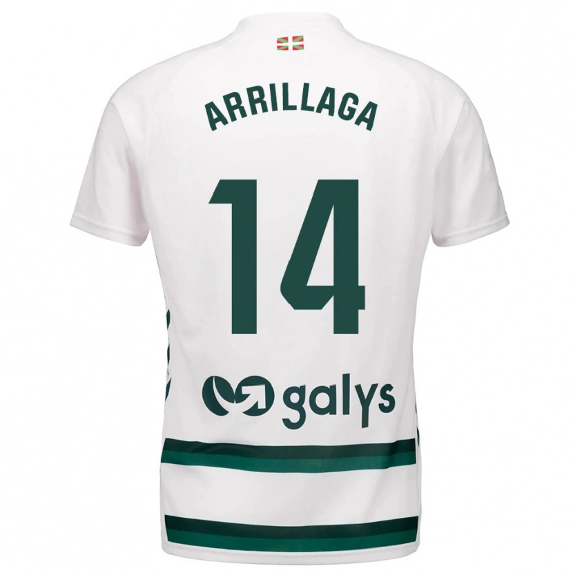 Danxen Kinder Hodei Arrillaga #14 Weiß Grün Auswärtstrikot Trikot 2025/26 T-Shirt