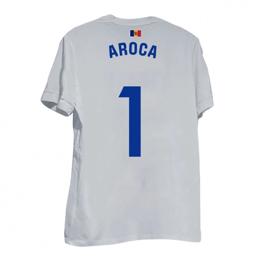 Danxen Kinder Víctor Aroca #1 Weiß Blau Gelb Auswärtstrikot Trikot 2025/26 T-Shirt
