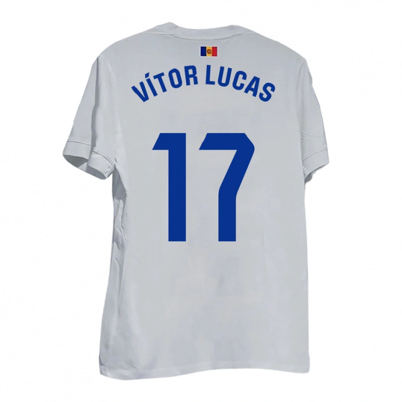 Danxen Kinder Bruno Vítor Lucas #17 Weiß Blau Gelb Auswärtstrikot Trikot 2025/26 T-Shirt