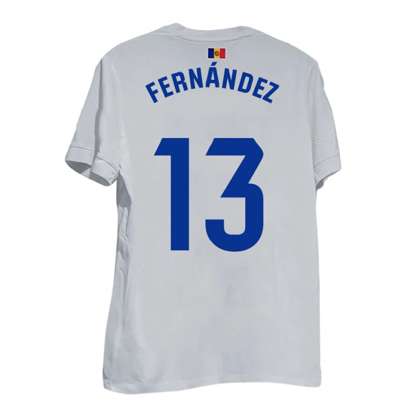 Danxen Kinder Ferran Fernández #13 Weiß Blau Gelb Auswärtstrikot Trikot 2025/26 T-Shirt