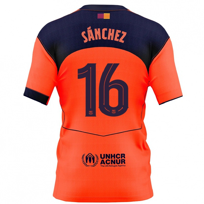 Danxen Kinder Edu Sánchez #16 Orange Marine Ausweichtrikot Trikot 2025/26 T-Shirt
