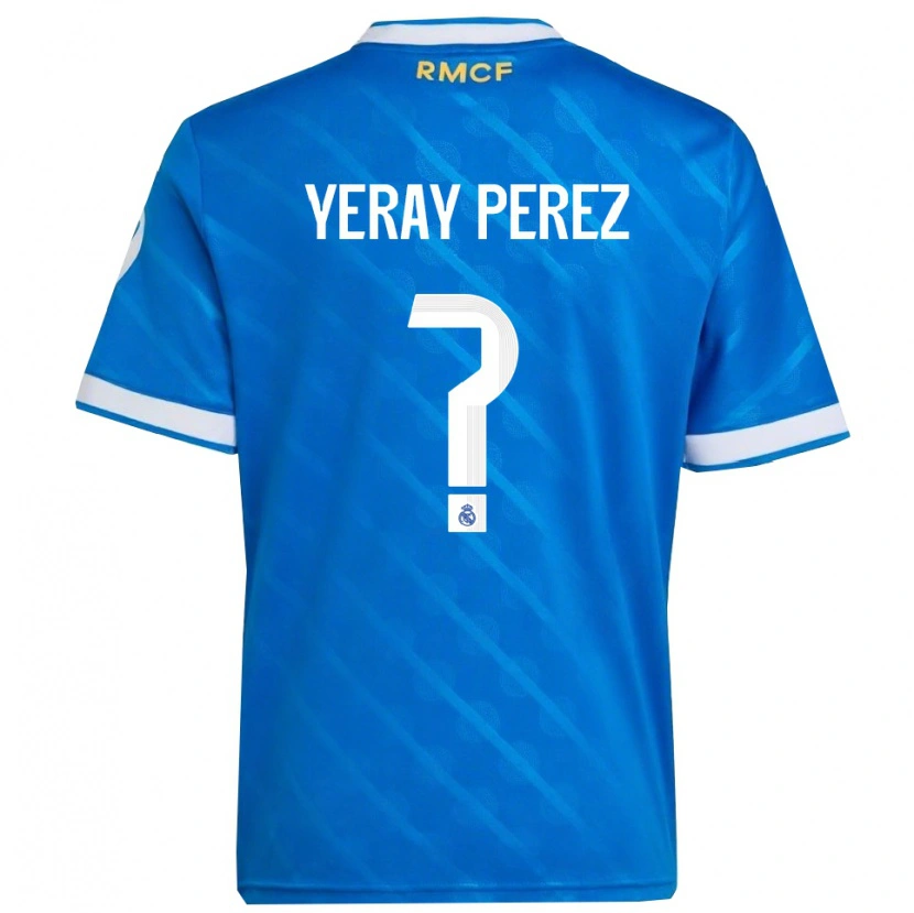 Danxen Kinder Yeray Perez #0 Blau Weiß Ausweichtrikot Trikot 2025/26 T-Shirt