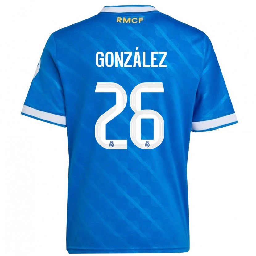 Danxen Kinder Fran González #26 Blau Weiß Ausweichtrikot Trikot 2025/26 T-Shirt
