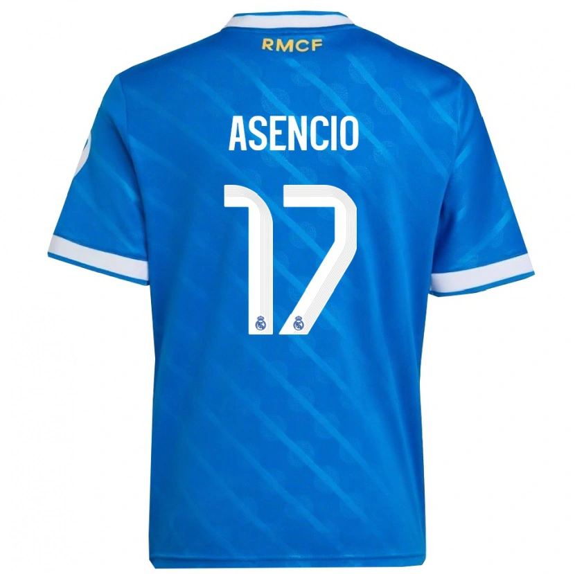 Danxen Kinder Raúl Asencio #17 Blau Weiß Ausweichtrikot Trikot 2025/26 T-Shirt
