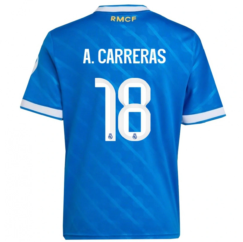 Danxen Kinder Álvaro Carreras #18 Blau Weiß Ausweichtrikot Trikot 2025/26 T-Shirt