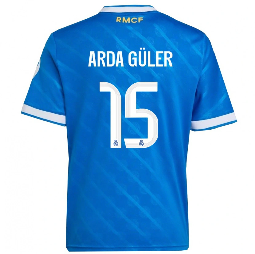 Danxen Kinder Arda Güler #15 Blau Weiß Ausweichtrikot Trikot 2025/26 T-Shirt