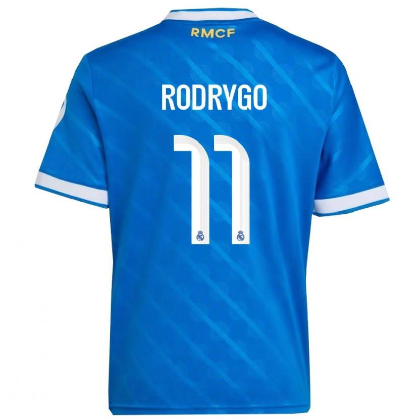 Danxen Kinder Rodrygo #11 Blau Weiß Ausweichtrikot Trikot 2025/26 T-Shirt