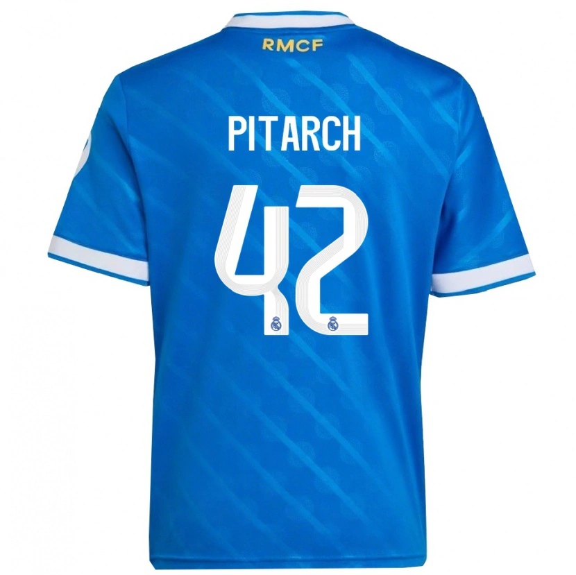 Danxen Kinder Thiago Pitarch #42 Blau Weiß Ausweichtrikot Trikot 2025/26 T-Shirt