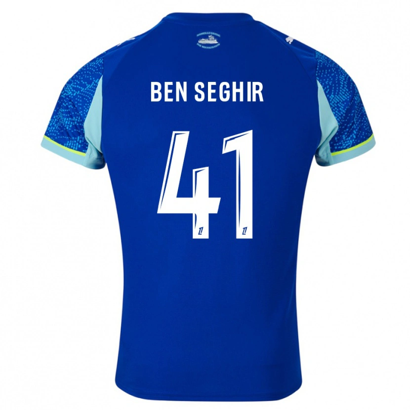 Danxen Kinder Salim Ben Seghir #41 Himmelblau Weiß Ausweichtrikot Trikot 2025/26 T-Shirt