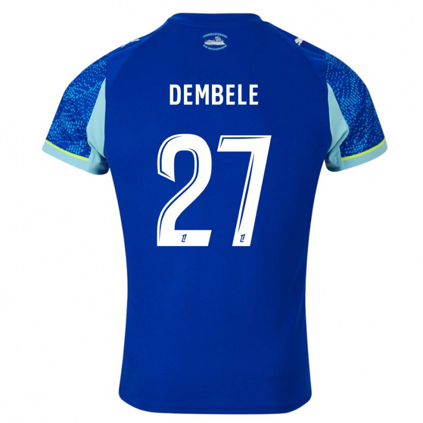 Danxen Kinder Coumba Dembélé #27 Himmelblau Weiß Ausweichtrikot Trikot 2025/26 T-Shirt
