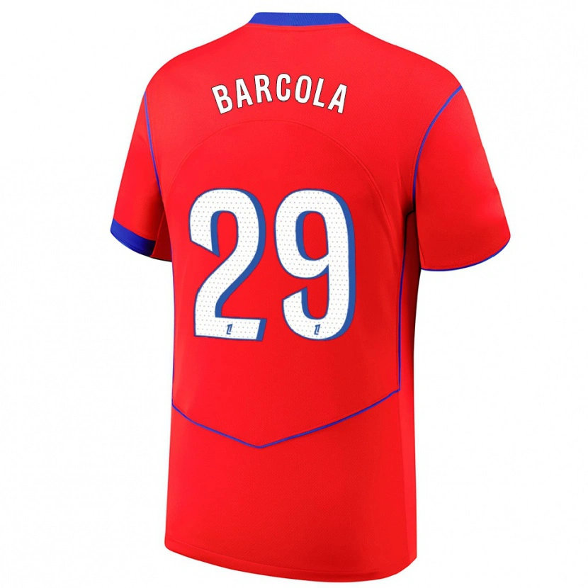 Danxen Kinder Bradley Barcola #29 Rot Blau Weiß Ausweichtrikot Trikot 2025/26 T-Shirt