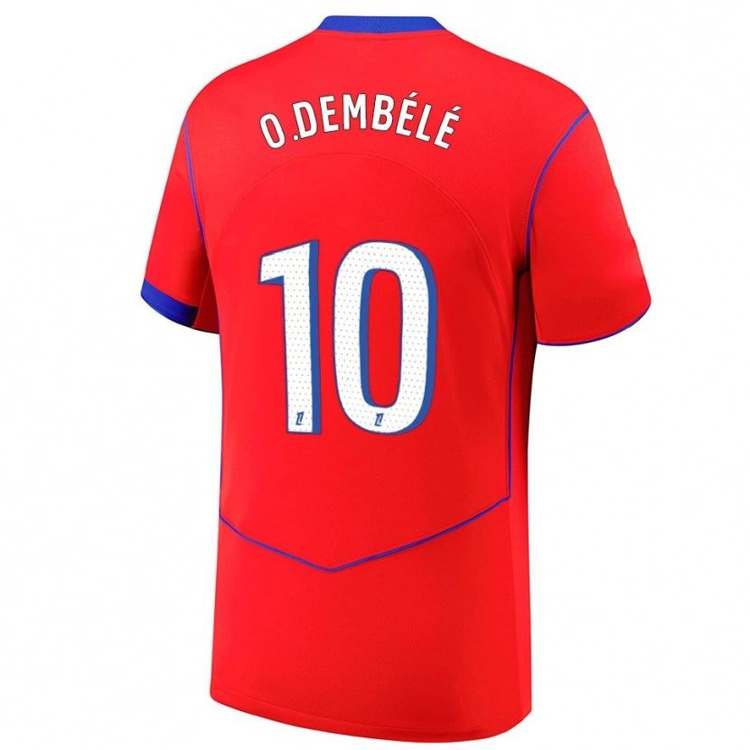 Danxen Kinder Ousmane Dembélé #10 Rot Blau Weiß Ausweichtrikot Trikot 2025/26 T-Shirt