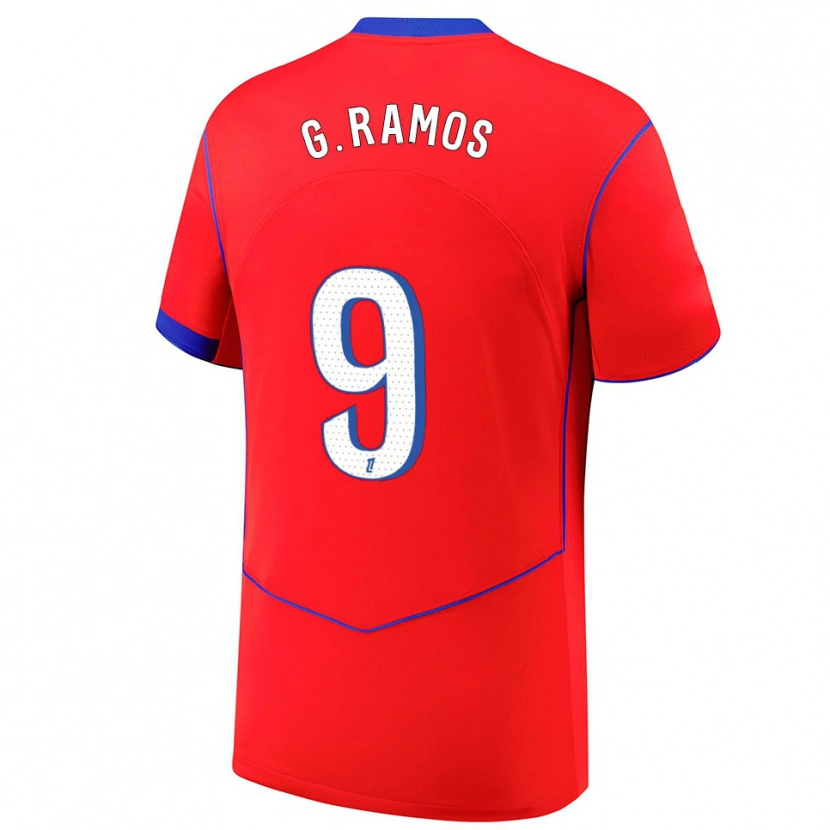 Danxen Kinder Gonçalo Ramos #9 Rot Blau Weiß Ausweichtrikot Trikot 2025/26 T-Shirt
