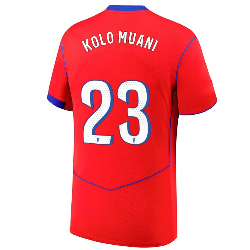 Danxen Kinder Randal Kolo Muani #23 Rot Blau Weiß Ausweichtrikot Trikot 2025/26 T-Shirt