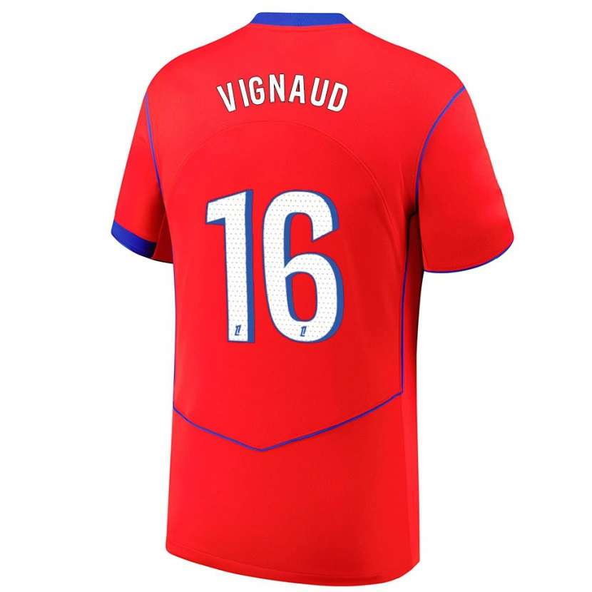 Danxen Kinder Arthur Vignaud #16 Rot Blau Weiß Ausweichtrikot Trikot 2025/26 T-Shirt