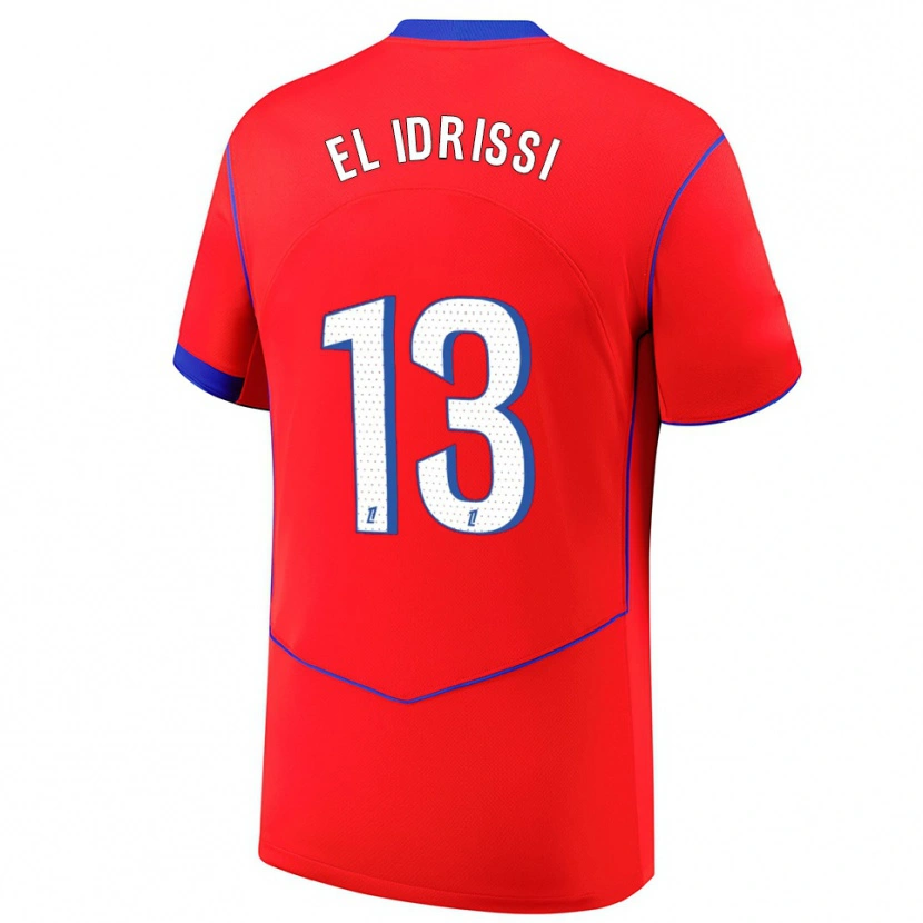 Danxen Kinder Mohamed-Amine El Idrissi #13 Rot Blau Weiß Ausweichtrikot Trikot 2025/26 T-Shirt