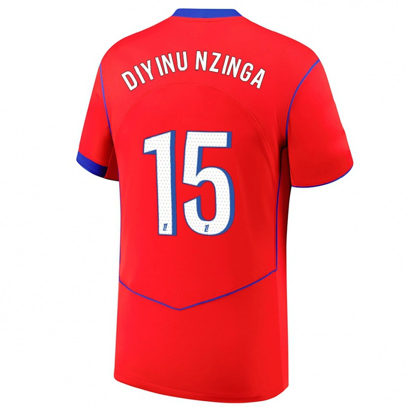 Danxen Kinder Vainqueur Diyinu Nzinga #15 Rot Blau Weiß Ausweichtrikot Trikot 2025/26 T-Shirt
