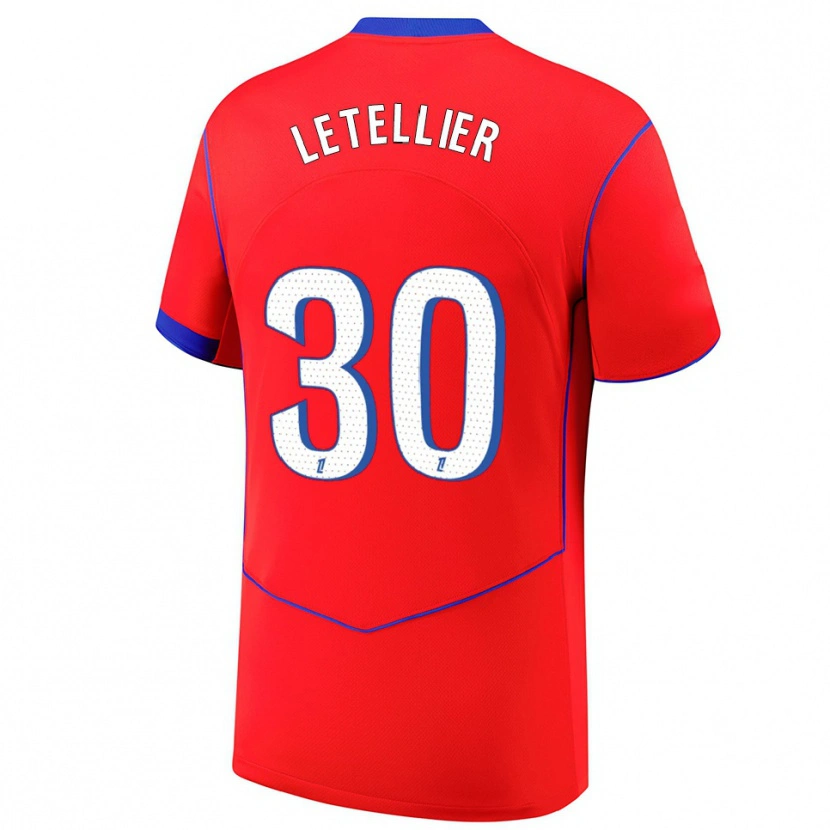 Danxen Kinder Alexandre Letellier #30 Rot Blau Weiß Ausweichtrikot Trikot 2025/26 T-Shirt