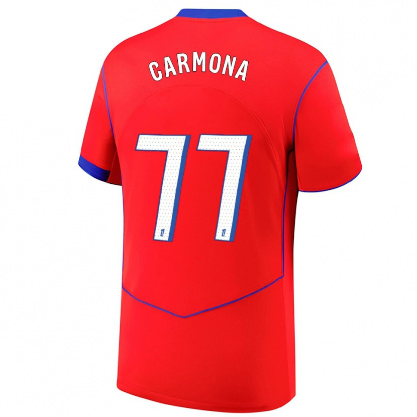 Danxen Kinder Olga Carmona #77 Rot Blau Weiß Ausweichtrikot Trikot 2025/26 T-Shirt