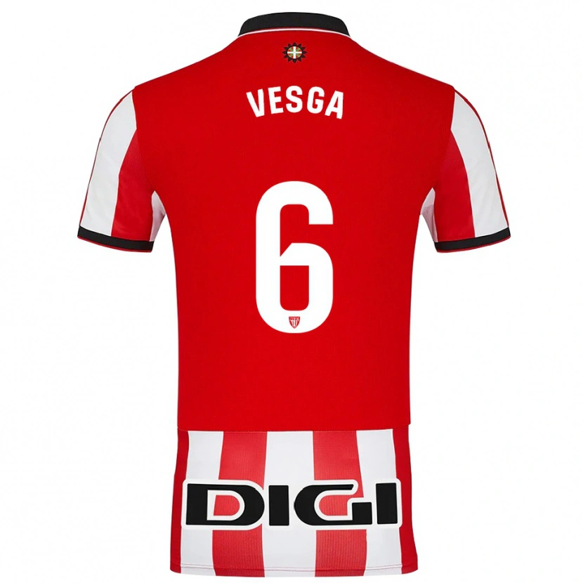 Danxen Herren Mikel Vesga #6 Rot Weiß Heimtrikot Trikot 2025/26 T-Shirt
