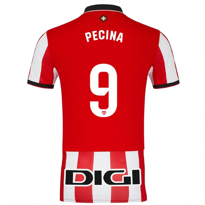 Danxen Herren Ander Peciña #9 Rot Weiß Heimtrikot Trikot 2025/26 T-Shirt