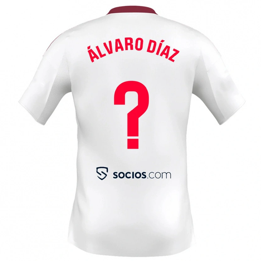 Danxen Herren Álvaro Díaz #0 Weiß Rot Heimtrikot Trikot 2025/26 T-Shirt