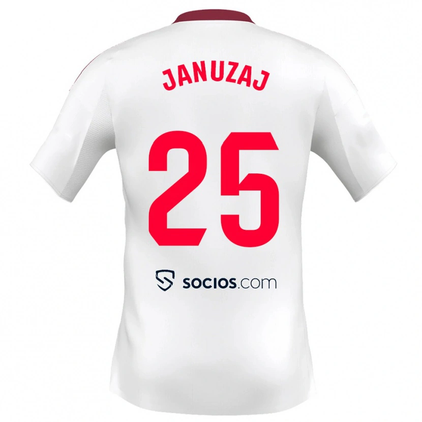Danxen Herren Adnan Januzaj #25 Weiß Rot Heimtrikot Trikot 2025/26 T-Shirt