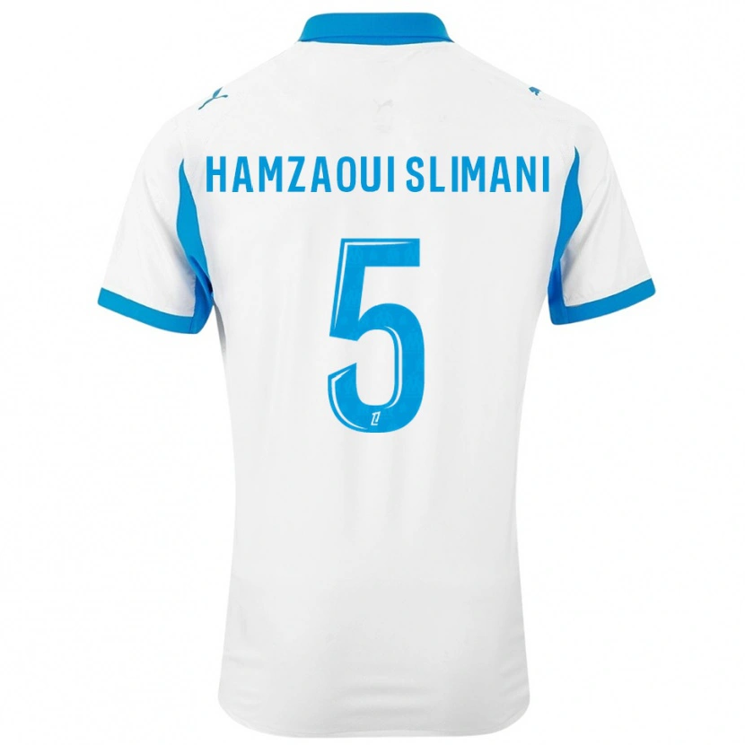 Danxen Herren Hilan Hamzaoui Slimani #5 Weiß Himmelblau Heimtrikot Trikot 2025/26 T-Shirt
