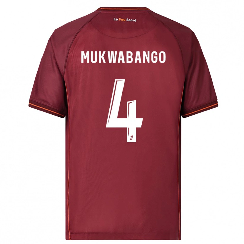 Danxen Herren Bénit Mukwabango #4 Burgunderrot Weiß Heimtrikot Trikot 2025/26 T-Shirt
