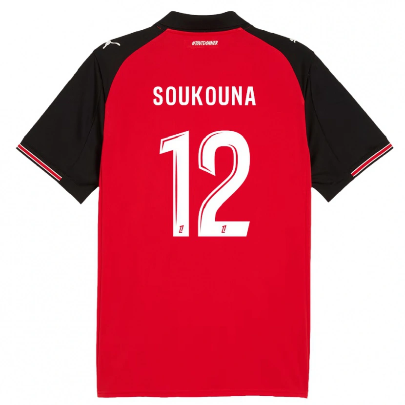 Danxen Herren Isiaka Soukouna #12 Rot Schwarz Heimtrikot Trikot 2025/26 T-Shirt