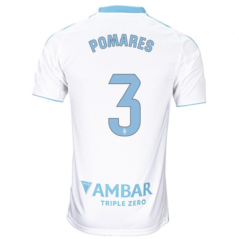 Danxen Herren Carlos Pomares #3 Weiß Himmelblau Heimtrikot Trikot 2025/26 T-Shirt