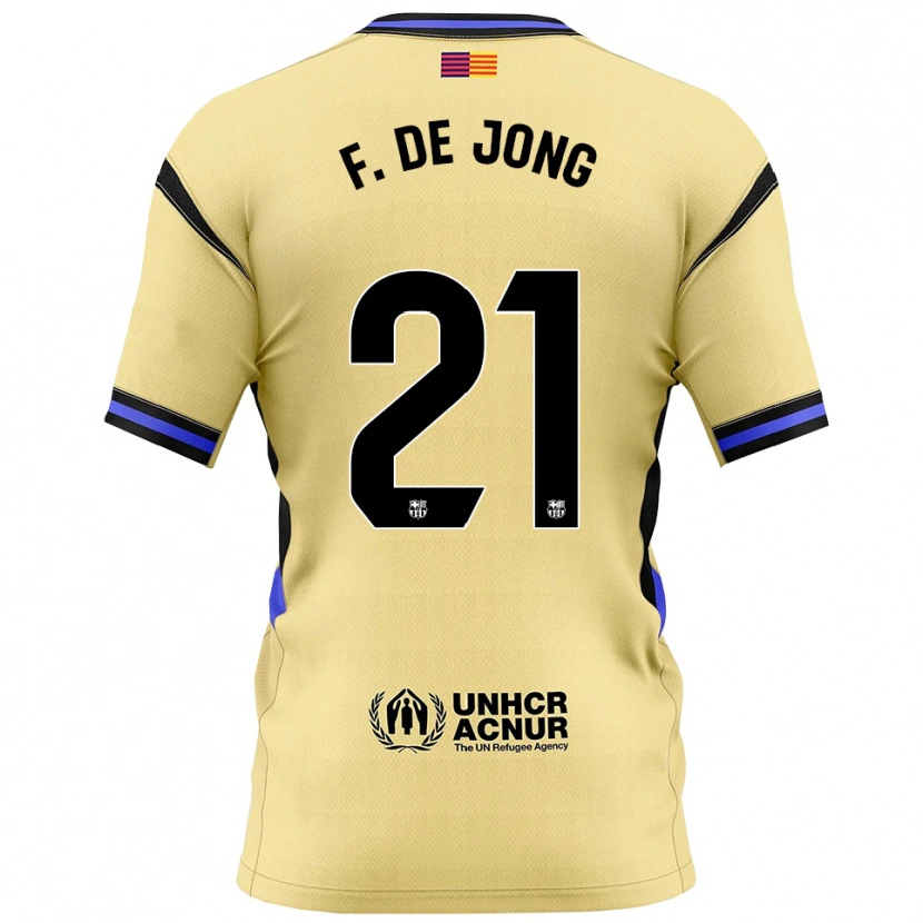 Danxen Herren Frenkie De Jong #21 Gelb Schwarz Auswärtstrikot Trikot 2025/26 T-Shirt