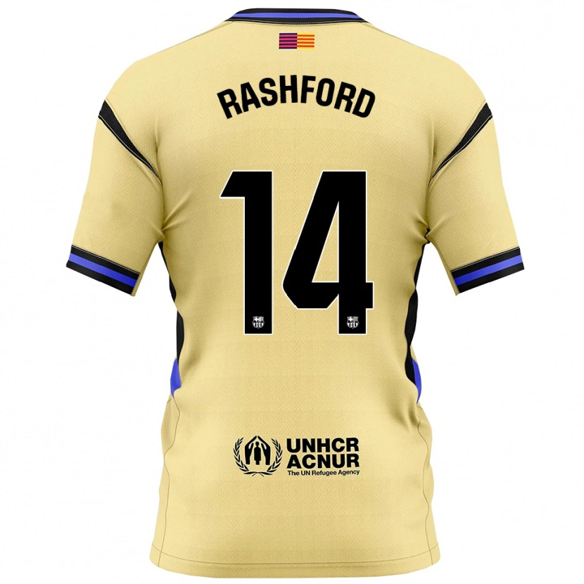 Danxen Herren Marcus Rashford #14 Gelb Schwarz Auswärtstrikot Trikot 2025/26 T-Shirt