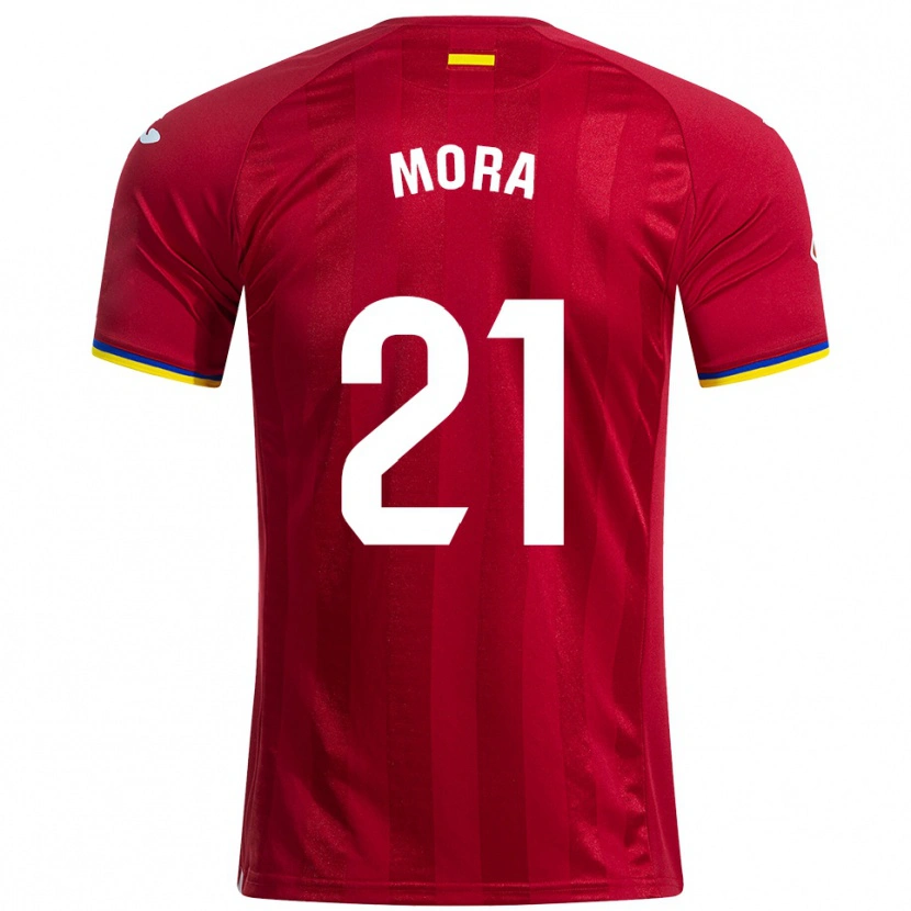 Danxen Herren Adrià Mora #21 Rot Gelb Blau Auswärtstrikot Trikot 2025/26 T-Shirt