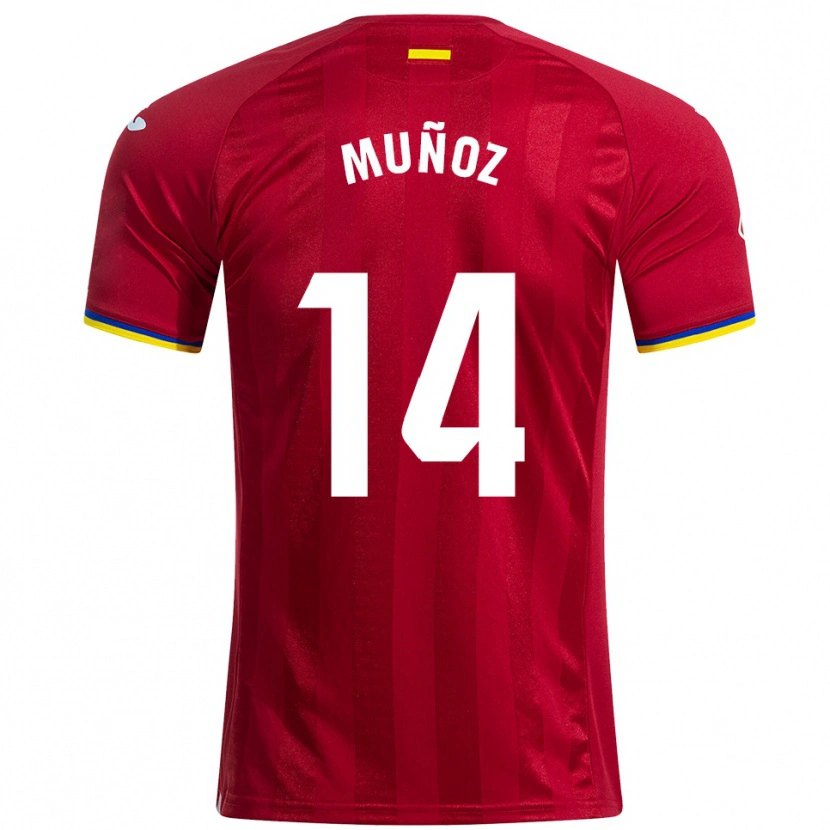 Danxen Herren Javi Muñoz #14 Rot Gelb Blau Auswärtstrikot Trikot 2025/26 T-Shirt