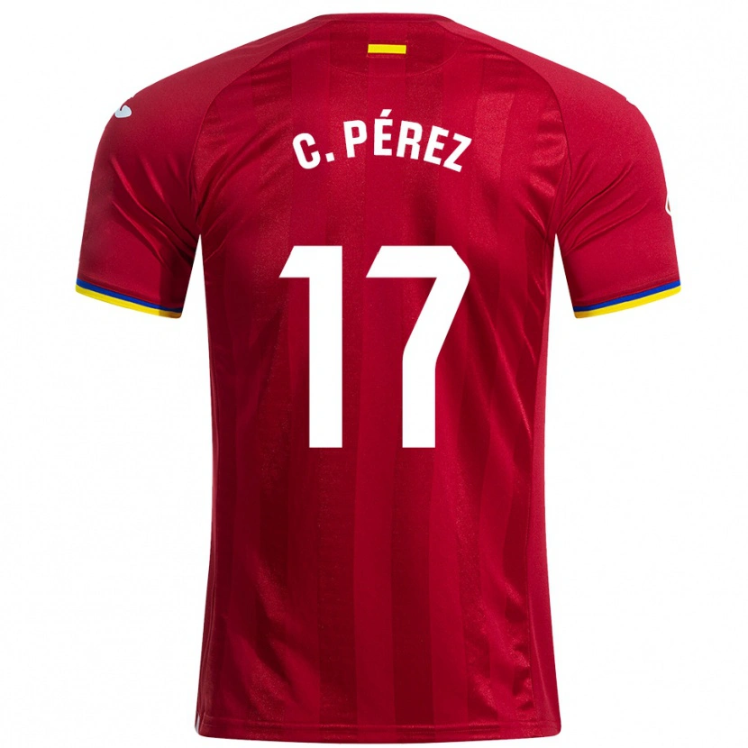 Danxen Herren Carles Perez #17 Rot Gelb Blau Auswärtstrikot Trikot 2025/26 T-Shirt