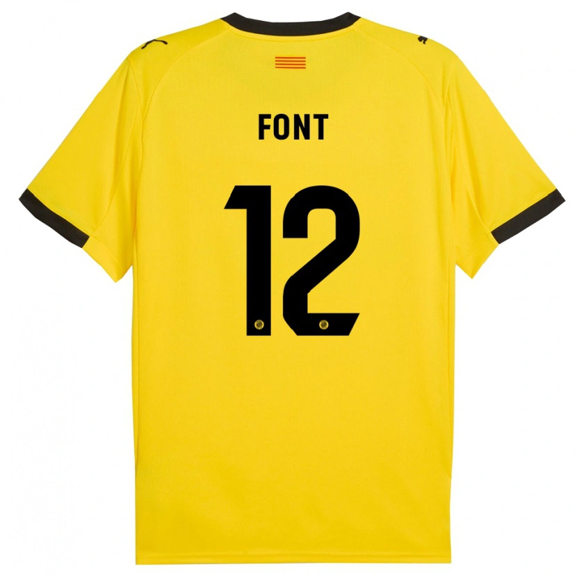 Danxen Herren Jordi Font #12 Gelb Schwarz Auswärtstrikot Trikot 2025/26 T-Shirt