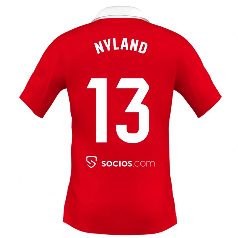 Danxen Herren Ørjan Nyland #13 Rot Weiß Grau Auswärtstrikot Trikot 2025/26 T-Shirt