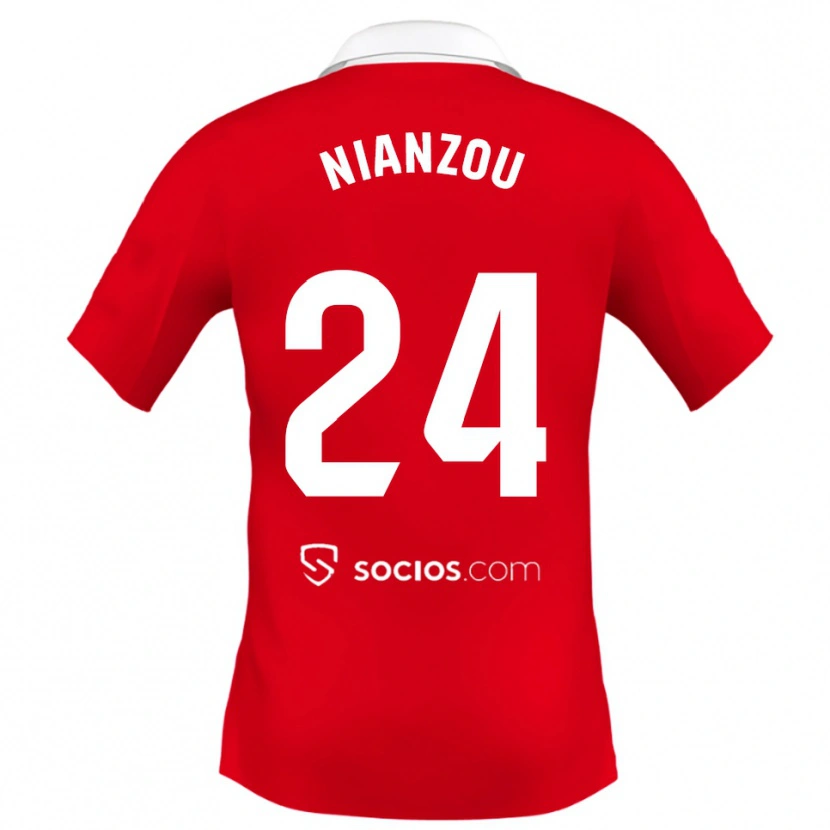 Danxen Herren Tanguy Nianzou #24 Rot Weiß Grau Auswärtstrikot Trikot 2025/26 T-Shirt
