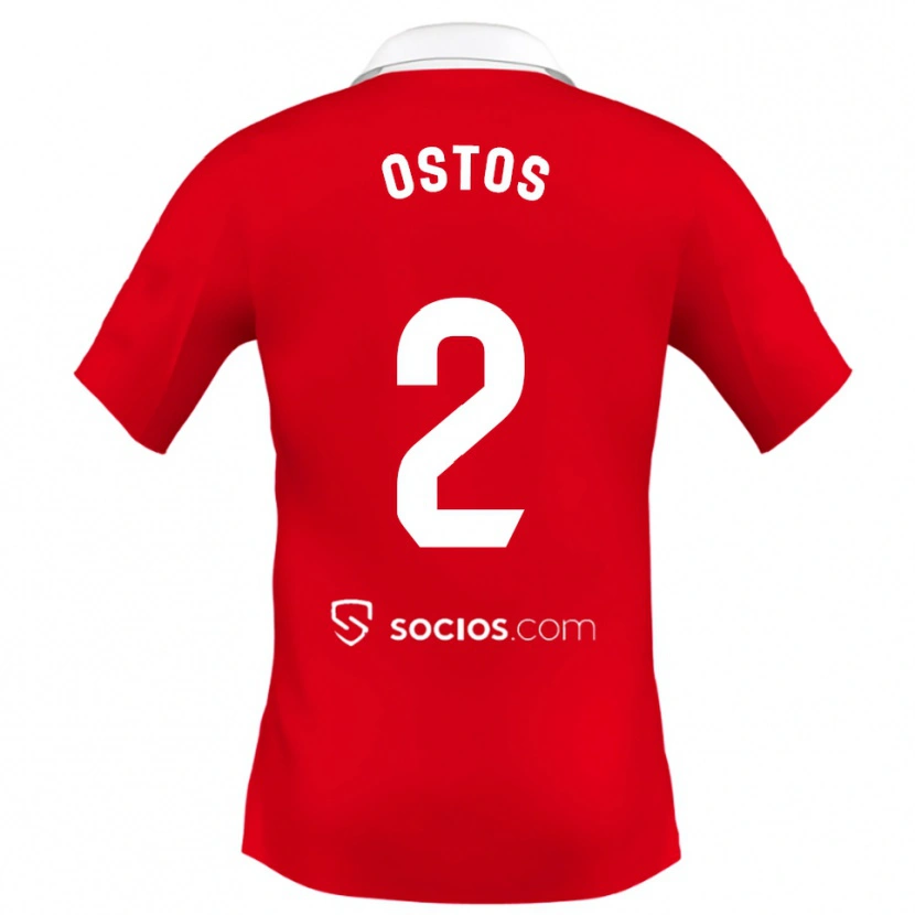 Danxen Herren Fran Ostos #2 Rot Weiß Grau Auswärtstrikot Trikot 2025/26 T-Shirt