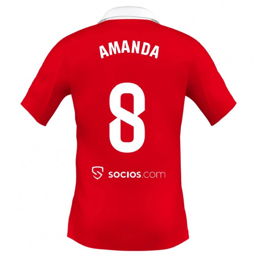 Danxen Herren Amanda Sampedro Bustos #8 Rot Weiß Grau Auswärtstrikot Trikot 2025/26 T-Shirt