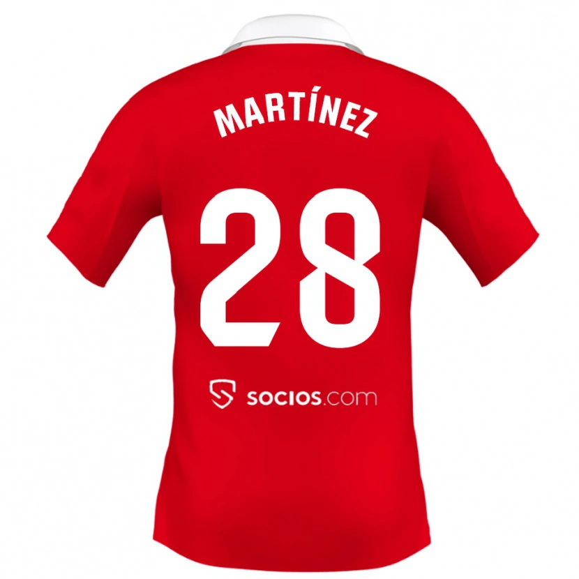 Danxen Herren Hugo Martínez #28 Rot Weiß Grau Auswärtstrikot Trikot 2025/26 T-Shirt