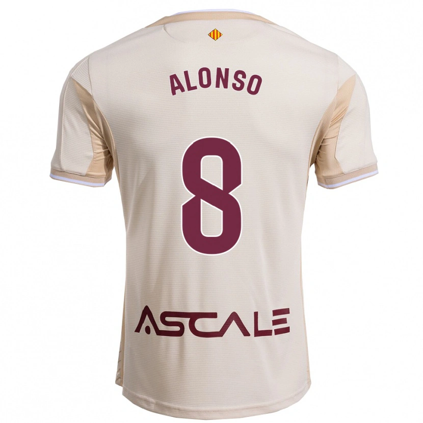 Danxen Herren Rodri Alonso #8 Cremeweiß Burgunderrot Auswärtstrikot Trikot 2025/26 T-Shirt
